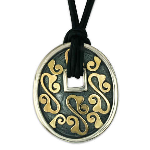 Shield Pendant in 14K Yellow Gold & Sterling Silver