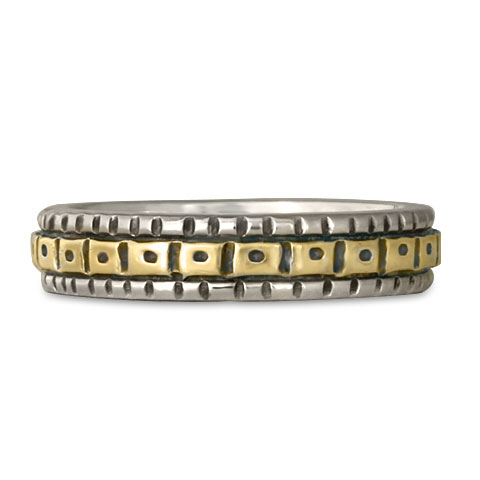 Solaris Wedding Band in Sterling Silver Borders & 18K Gold Center