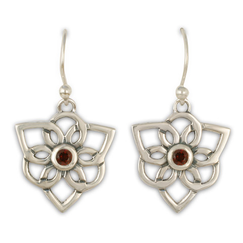 Trillium Earrings with Gemstones in Garnet