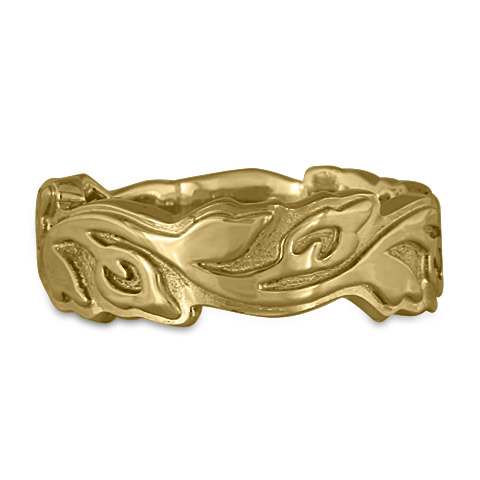 Wide Borderless Flores Wedding Ring in 14K Yellow Gold