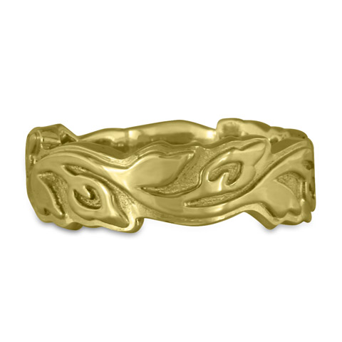 Wide Borderless Flores Wedding Ring in 18K Yellow Gold