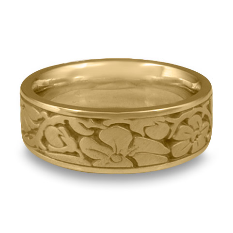 Wide Cherry Blossom Wedding Ring in 14K Yellow Gold