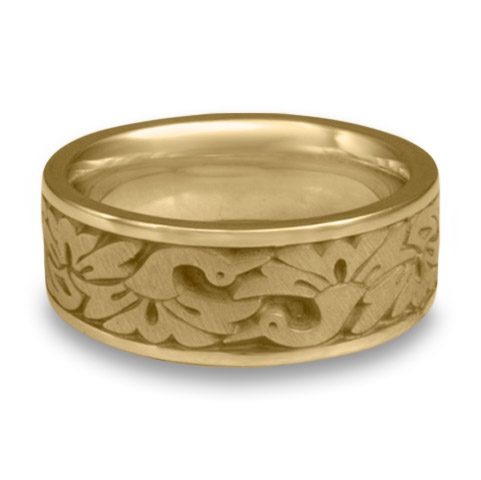 Wide Cranes Wedding Ring in 14K Yellow Gold