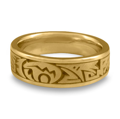 Wide Heartline Bear Wedding Ring in 14K Yellow Gold