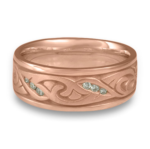 Wide Papyrus Wedding Ring with Gems in 14K Rose Gold