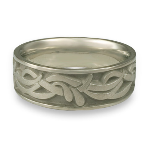 Wide Paradise Flower Wedding Ring in Stainless Steel