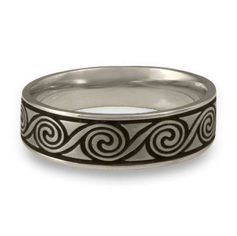 Wide Rolling Moon Wedding Ring in Stainless Steel With Antique