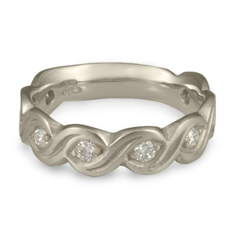 Wide Tides Wedding Ring with Gems in Platinum