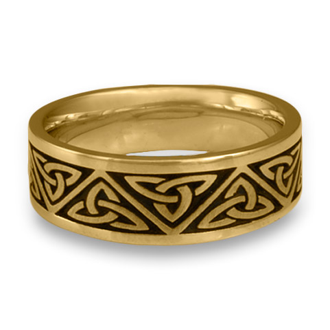 Wide Trinity Knot Wedding Ring in 14K Yellow Gold with Antique