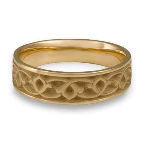 Wide Water Lillies Wedding Ring in 14K Yellow Gold