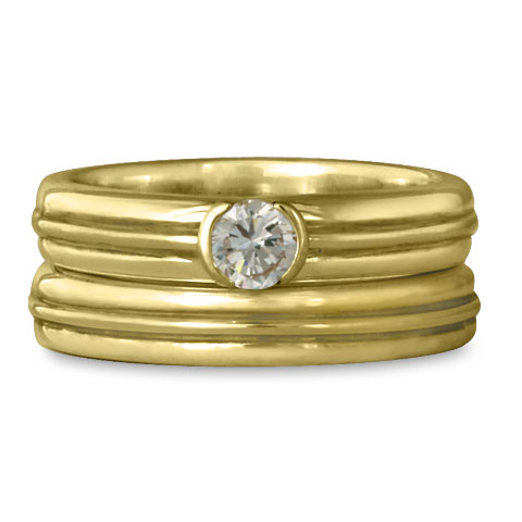 Windsor Bridal Ring Set in 18K Yellow Gold With Diamond
