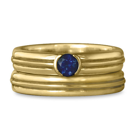 Windsor Bridal Ring Set in 14K Yellow Gold With Sapphire