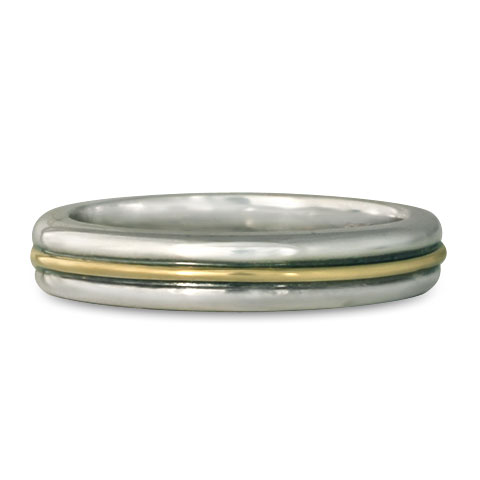 Windsor Wedding Ring in 18K Yellow Gold & Sterling Silver