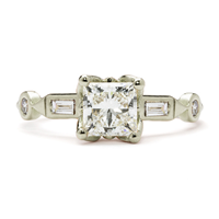 Bijou Engagement Ring with Princess Diamond in 18K White Gold