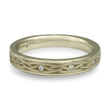 Celtic Arches Wedding Ring with Gems in 18K White Gold