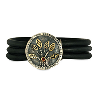 Moon Tree Leather Bracelet in Garnet