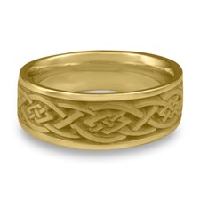 Wide Celtic Diamond Wedding Ring in 14K Yellow Gold