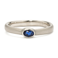 One of a Kind Classic Comfort Fit Engagement Ring with Sapphire in 14K White Gold