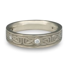 Extra Narrow Labyrinth Wedding Ring with Gems  in 14K White Gold
