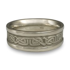 Extra Narrow Self Bordered Labyrinth Wedding Ring in 14K White Gold