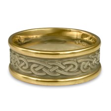 Medium Two Tone Infinity Wedding Ring in 18K Yellow Gold Borders w 18K White Gold Center