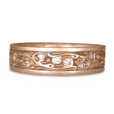 Narrow Continuous Garden Gate Wedding Ring with Gems in 14K Rose Gold