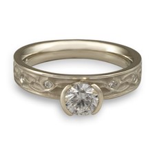 Extra Narrow Water Lilies Engagement Ring with Gems in 14K White Gold