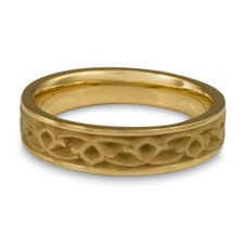 Narrow Water Lilies Wedding Ring in 18K Yellow Gold