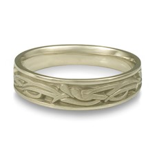 Narrow Paradise Flower Wedding Ring in 18K White Gold