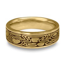 Wide Zen Garden Wedding Ring in 14K Yellow Gold