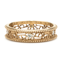 Filigree Ring with Diamonds in 14K Yellow Gold