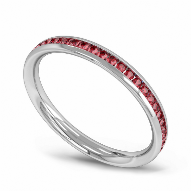 Channel Set Ruby Fairtrade Gold Eternity Ring in 18K White Gold
