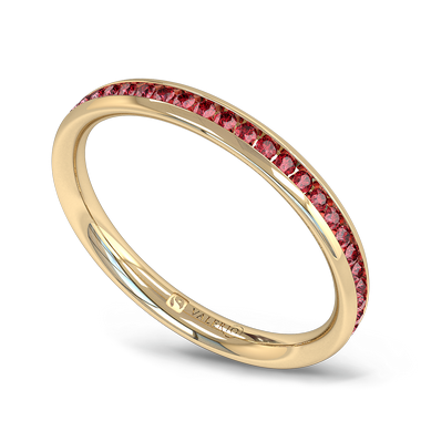 Channel Set Ruby Fairtrade Gold Eternity Ring in 18K Yellow Gold