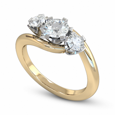 Brilliant Diamond Trinity Fairtrade Gold Engagement Ring in 18K Yellow Gold