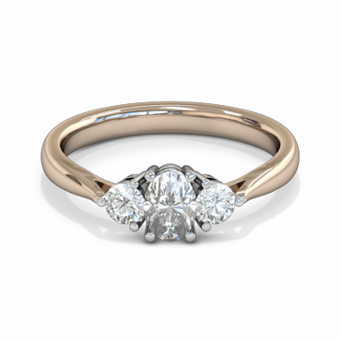 Oval Diamond Trinity Fairtrade Gold Engagement Ring in 18K Rose Gold