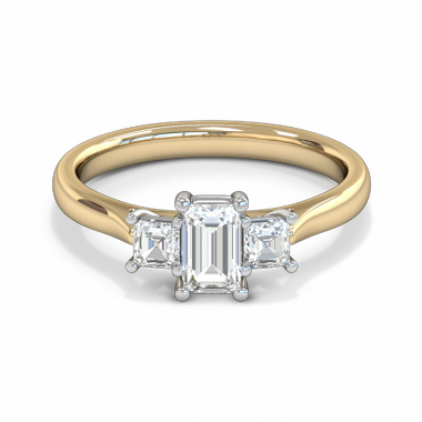 Fairtrade Gold Princess Cut Diamond Trinity Engagement Ring in 18K Yellow Gold