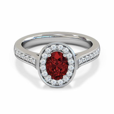 Vintage Ruby and Diamond Fairtrade Gold Engagement Ring in 18K White Gold