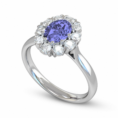 Blue Sapphire and Diamond Fairtrade Gold Engagement Ring in 18K White Gold