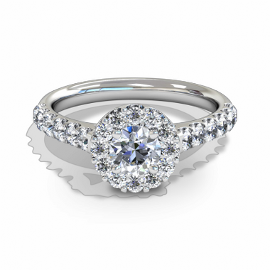 Starburst Diamond Halo Fairtrade Gold Engagement Ring in 18K White Gold