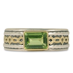 One of a Kind Felicity Ring with Peridot  in 18K Yellow Gold Design w Sterling Silver Base