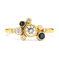 One of a Kind Constellation Cluster Ring in 14K Yellow Gold