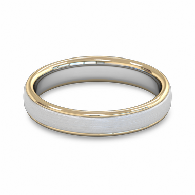 Fairtrade Gold Two Tone Court Men s Wedding Ring in 18K Yellow Gold Borders w 18K White Gold Center
