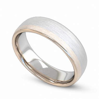 Classic Fairtrade Gold Two Tone Men s Wedding Ring in 18K White & Rose Gold