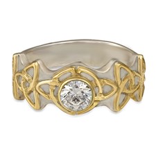Trinity Ring with Gem in 14K White Gold Base w 18K Yellow Gold Center