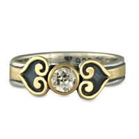 Corazon Engagement Ring in 14K Yellow Gold Design w Sterling Silver Base