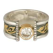 Medium Flores Open Engagement Ring in Two Tone