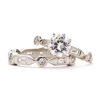 Bijou Bridal Ring Set in 14K White Gold