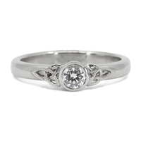 Trinity Solitaire Ring in 14K White Gold