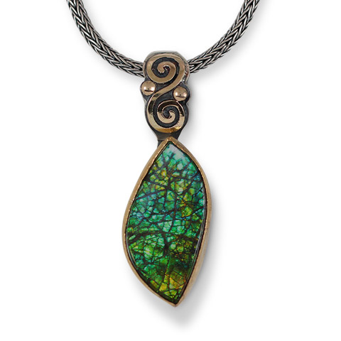 Ammolite Infinity Pendant in