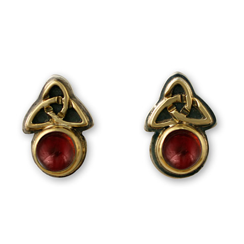 Aria Round Earrings in Garnet